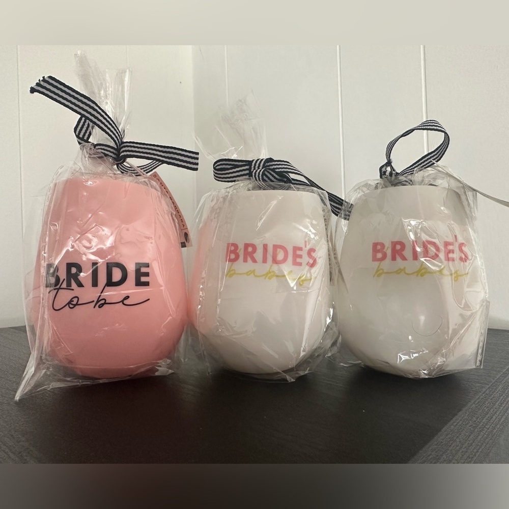 Bride and bridesmaid silicone wine glasses